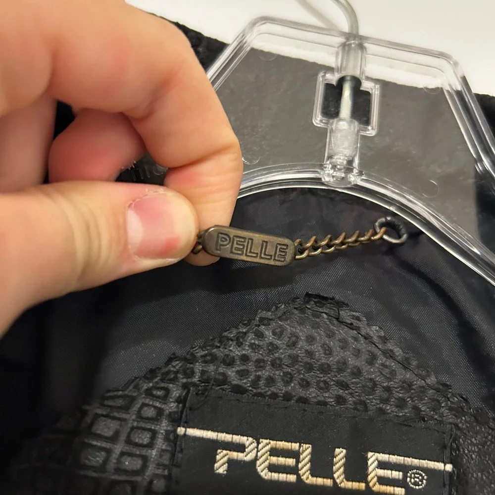 Pelle New York Milano Mens Black Embossed Leather Bomber Jacket Size‎ L